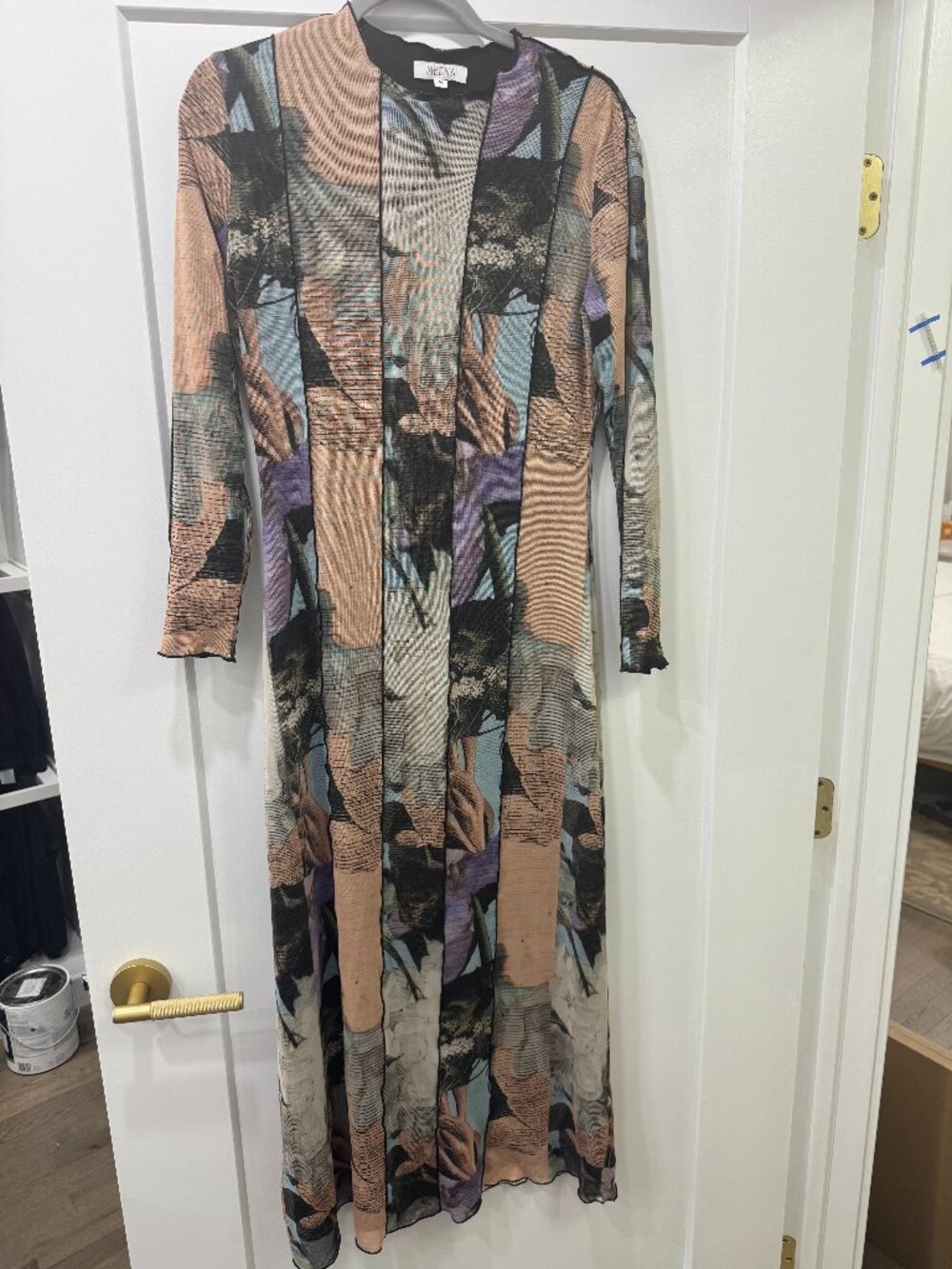 Patterned Mesh Maxi Dress